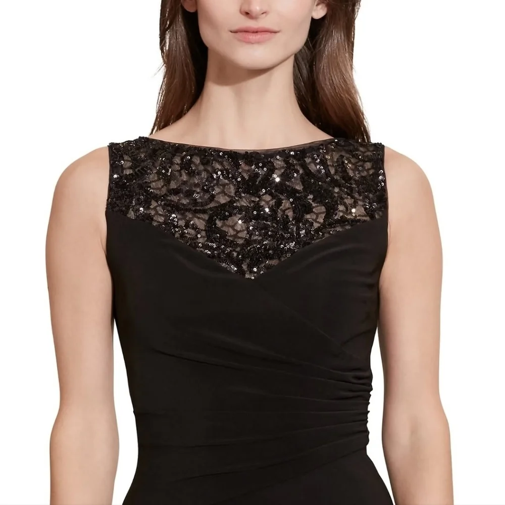 Ralph Lauren Elegant Black Sequin Dress - Picture 2 of 7